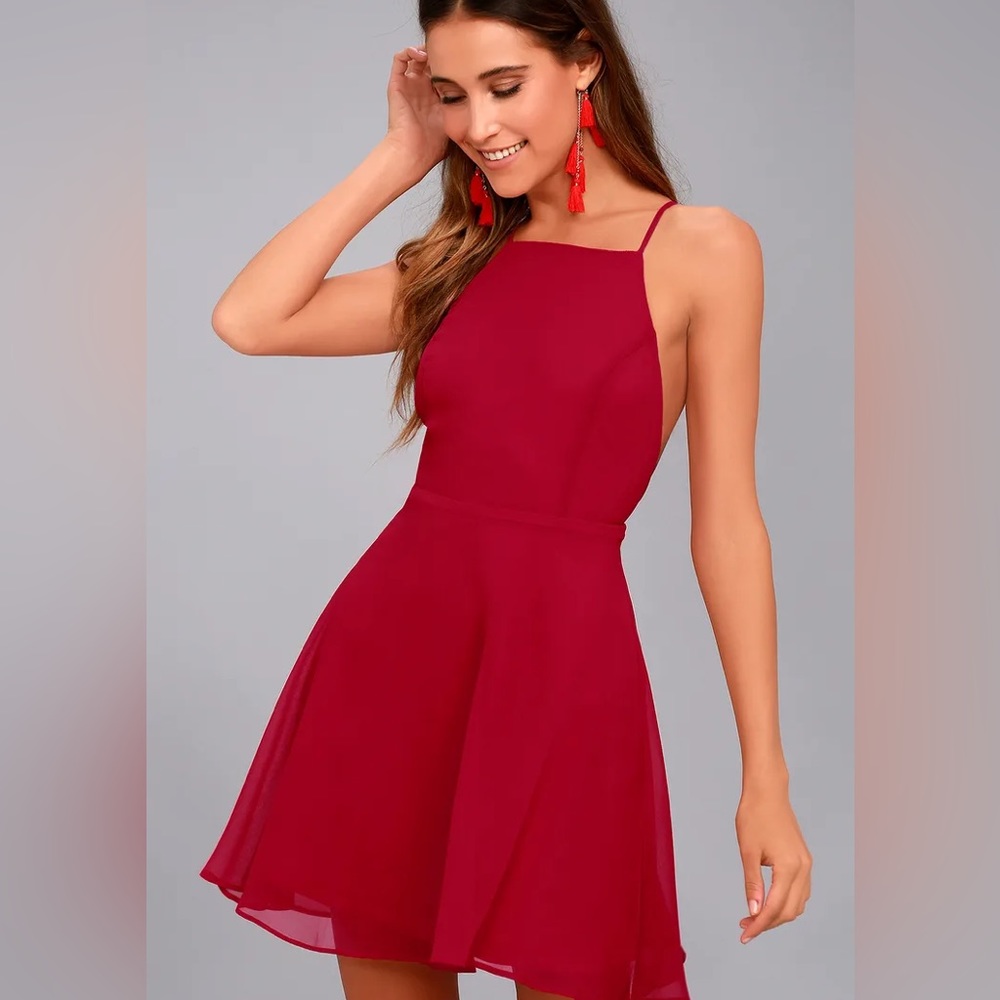 XS Letter of Love Red Backless Skater Dress